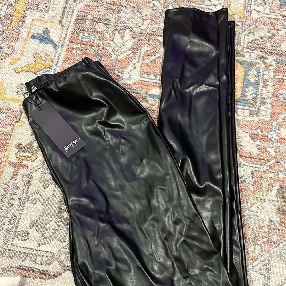 Nasty Gal high waisted leather split pants- brand new